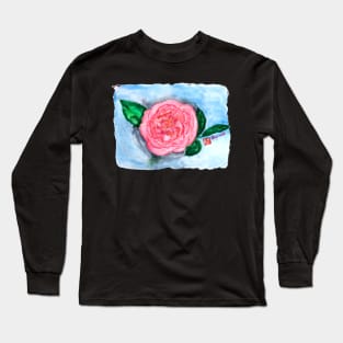 Big thousand leaf pink pastel rose watercolor painting Long Sleeve T-Shirt